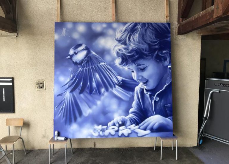 Fresque de l'artiste AERO_Saint-Bonnet-le-Château