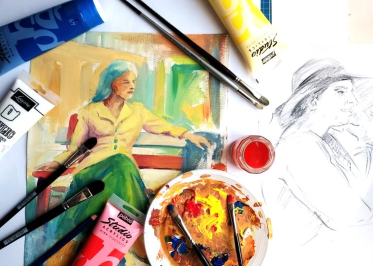 © Stage Dessin - Peinture Acrylique / Huile_Feurs - Isabelle de Becdelièvre