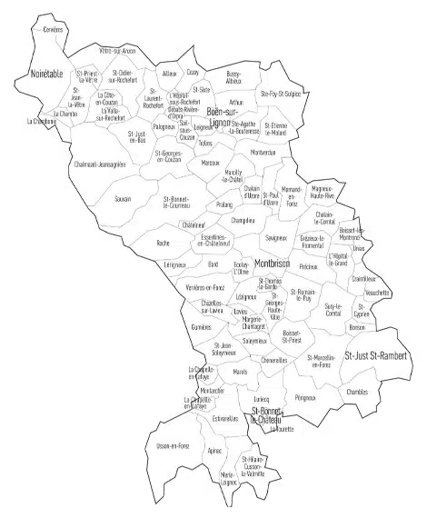 Carte territoire Loire Forez - 87 communes